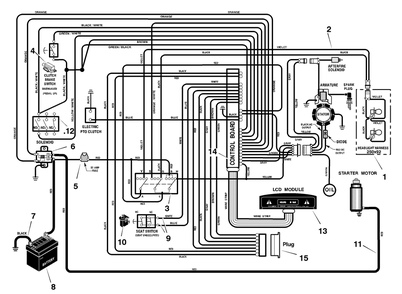 Electrical System Diagram and Parts List for 468600X43A 2004 Briggs and Stratton Lawn Tractor